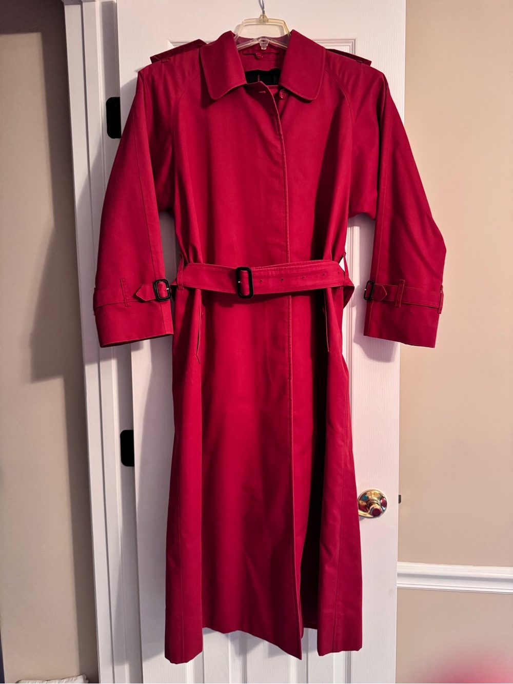 Vintage Burberrys of London, Red Trench Coat, Size 4 Extra Long = US 8 Approx